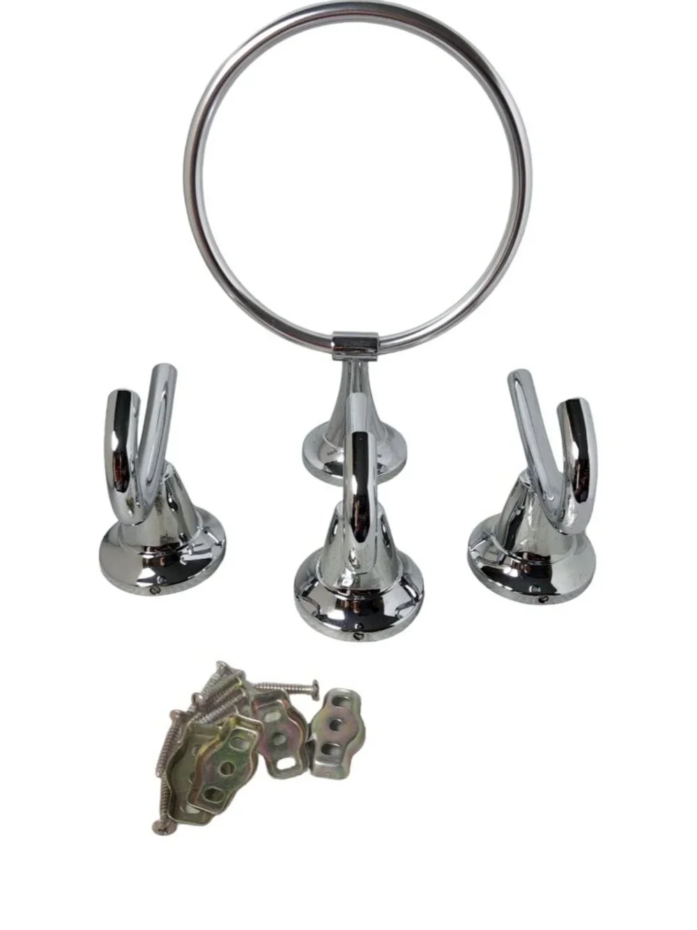 Vintage Chrome Bathroom Towel,Wash Rags Set of 4 With Mounting Hardware